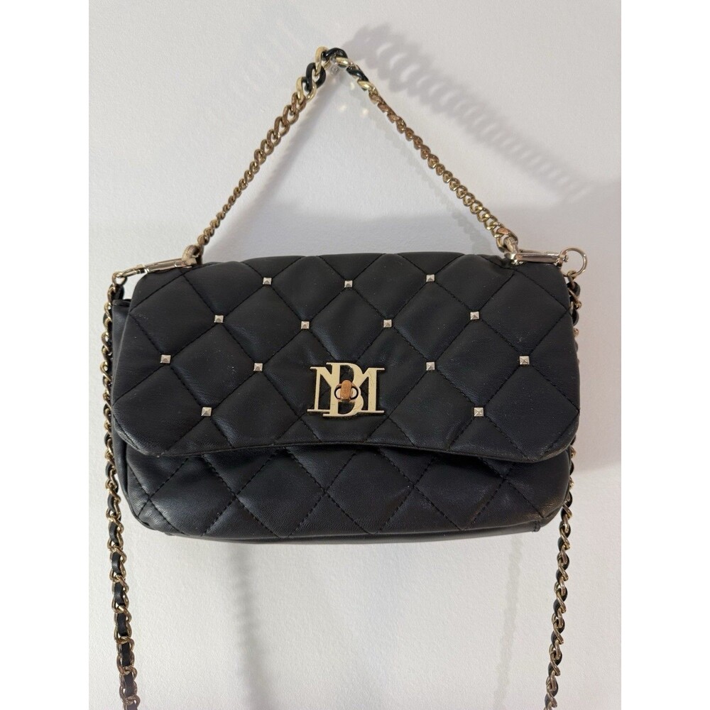 ✿ Badgley Mischka Black Quilted Studded Chain Shoulder Bag